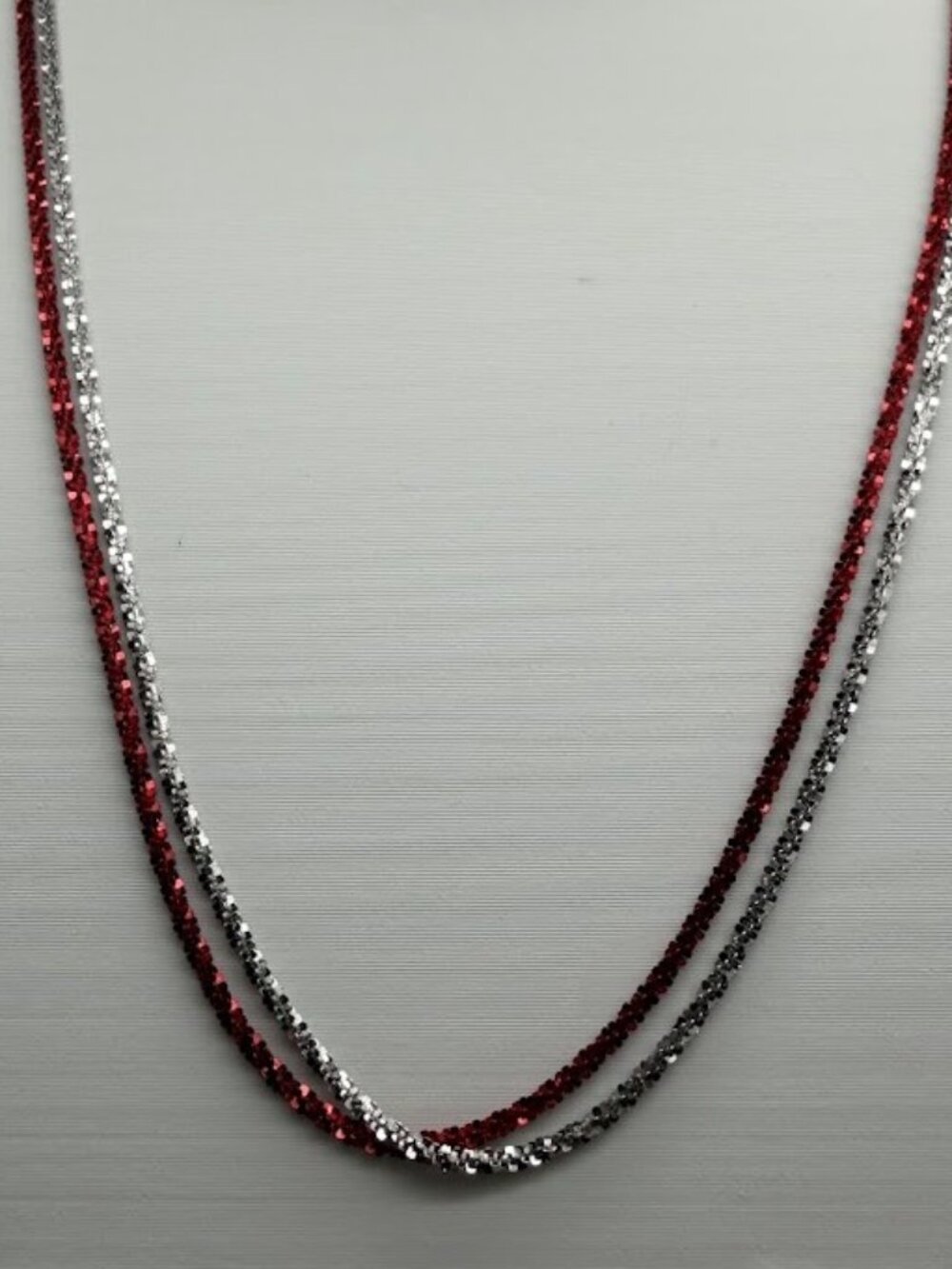 Leslie's Sterling Silver Red & White 2-Row Adjustable Necklace